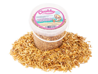 Chubby Mealworms 1 Litre Chubby Dried River Shrimp Fish Food from B&Q