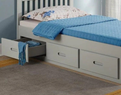 Amani Mission Solid Wooden Storage 3Ft Single Bed FrameGrey from B&Q