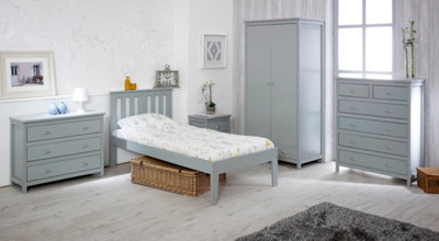 Amani 3Ft Single Pine Wood Slatted Minimalist Design Kingston Bed FrameGrey from B&Q
