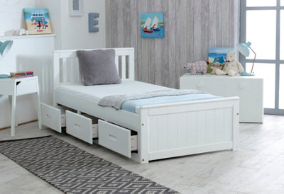 Amani Mission Solid Wooden Storage Bed Frame 3Ft SingleWhite from B&Q