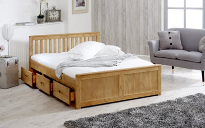 Amani Mission Solid Wooden Storage Bed Frame -Waxed 4Ft6 Double from B&Q
