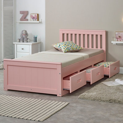 Amani Mission Solid Wooden Storage Bed Frame 3Ft SinglePink from B&Q