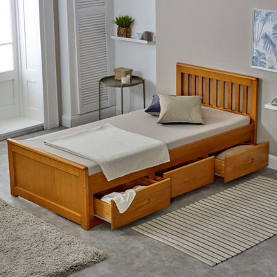 Amani Mission Solid Wooden Storage Bed Frame 3Ft SingleHoney from B&Q