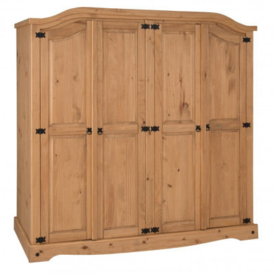 B&Q -  Corona Solid Wood Pine 4 Door Arch Top Wardrobe Wooden Rustic Mexican Styling