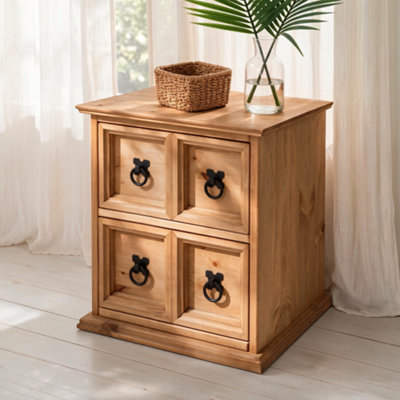 Mercers Furniture Corona CD Storage Unit - Solid Pine - 2 Drawers - Brown - Mexican Styling - Image 4