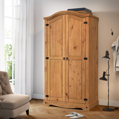 B&Q -  Corona 2 Door Arch Top Wardrobe Double Solid Wood Pine Wooden With Mexican Styling
