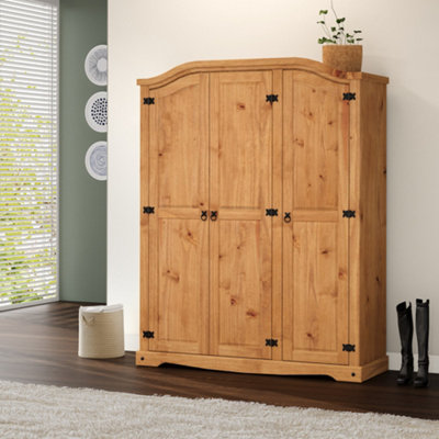 Mercers Furniture Corona 3 Door Arch Top Wardrobe Solid Wood Pine Wooden With Mexican Styling from B&Q