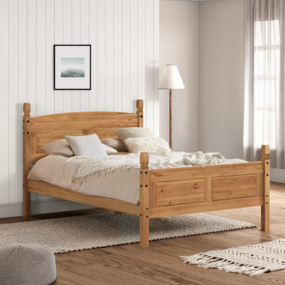 Mercers Furniture Corona 4'6" Double High End Bed Frame Solid Pine With Mexican Styling from B&Q