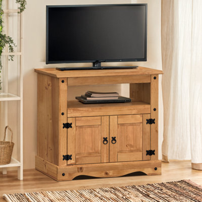 Mercers Furniture Corona Straight Tv Unit Media Cabinet Stand Solid Wood Pine With Mexican Styling Wooden from B&Q