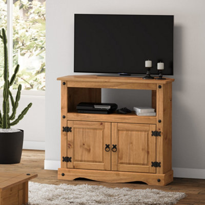 Mercers Furniture Corona Corner Tv Unit 2 Door Cabinet Media Stand Solid Wood Pine With Mexican Styling Wooden from B&Q