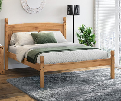 B&Q -  Corona 4'6" Double Low Foot End Bed Frame Solid Wood Pine Wooden With Mexican Styling