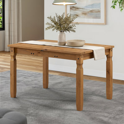 Mercers Furniture Grain/Black Corona Extending Dining Table Solid Pine With Mexican Styling Small