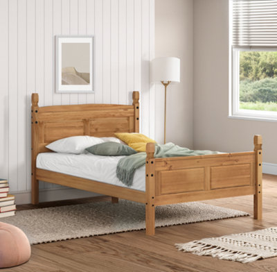 Mercers Furniture Grain/Black Corona 4'0" High End Double Bed Frame Solid Pine With Mexican Styling Small