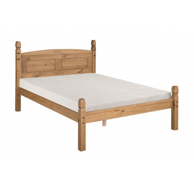 Mercers Furniture Corona 5'0" Low Foot End King Size Bed Frame Solid Pine With Mexican Styling Grain/Black