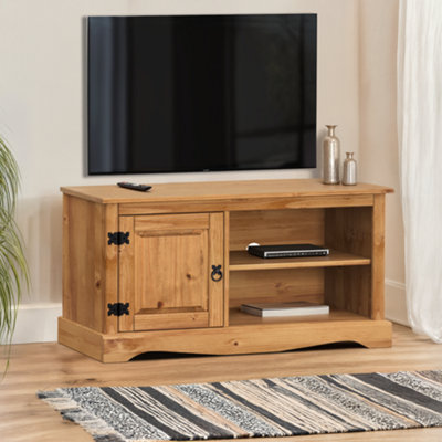 Mercers Furniture Corona 1 Door Media Unit 1 Shelf Tv Stand Cabinet Solid Wood Pine Wooden With Mexican Styling from B&Q