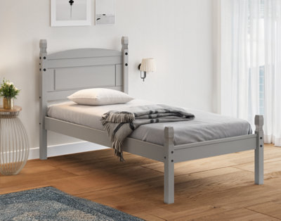 Mercers Furniture Corona Grey Wax 3'0" Low End Single Bed Frame Solid Pine With Mexican Styling from B&Q