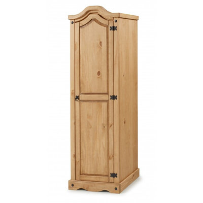 Mercers Furniture Corona 1 Door Wardrobe Arch Top Solid Pine With Mexican Styling Grain/Black