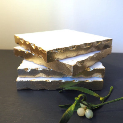  - Marble And Gold Drink CoastersSet Of 4Marble Coasters Coffee Table