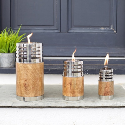 Garden Oil Lamp WoodenPatio LightingGarden Lantern With Flame Tiki Torch from B&Q
