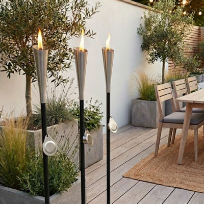 Garden Oil Burner On StakeSilver Flame Torch For PatioGarden Lighting from B&Q