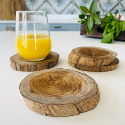 Rustic Wooden Coaster Set Of 4 from B&Q