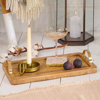Wooden Serving Tray With Copper Handles from B&Q