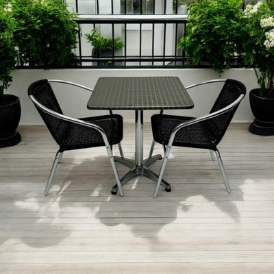 Rattan Aluminium Garden SetSquare Pedestal Table & 2 Black Rattan Chairs Be Furniture from B&Q
