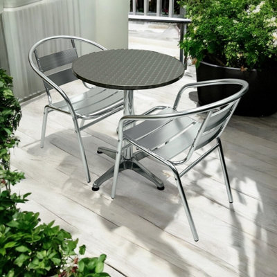 Aluminium Cafe Set With Round Pedestal Table & 2 Chairs Be Furniture from B&Q
