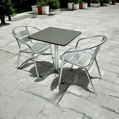 Aluminium Bistro Set With Square Pedestal Table & 2 Chairs Be Furniture from B&Q