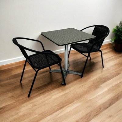 Black Rattan Garden Furniture SetSquare Pedestal Table & 2 Rattan Steel Chairs Be Furniture from B&Q