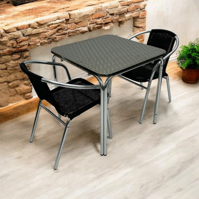 Aluminium Garden Set Square Table & 2 Rattan Chairs Be Furniture from B&Q