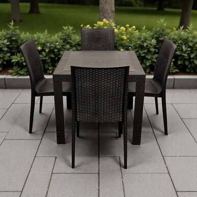 Black Rattan Garden Furniture Set  Table & 4 Rattan Chairs Set Be Furniture from B&Q
