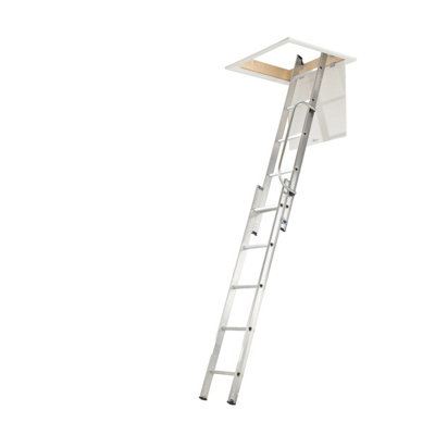 Werner 2-Section Aluminium Loft Ladder & Handrail 2.13M-2.69M from B&Q