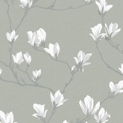 Laura Ashley Slate Magnolia Grove 113354 Wallpaper from B&Q