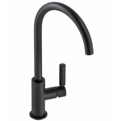 B&Q -  Globe Single Lever Kitchen Mixer TapMatt BlackSwivel SpoutQuarter-Turn Ceramic Cartridge