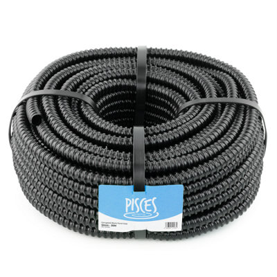 Pisces 30M Corrugated Black Pond Hose Flexible Anti Kink Flexi Pvc Pipe Ribbed Tubing For Pump Filter Sump Water Butt -0.5" (12mm) from B&Q