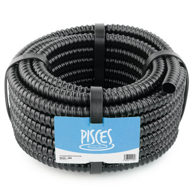 Pisces 15M Corrugated Black Pond Hose Flexible Anti Kink Flexi Pvc Pipe Ribbed Tubing For Pump Filter Sump Water Butt -0.5" (12mm) from B&Q