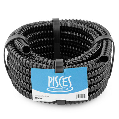 Pisces 2M Corrugated Black Pond Hose Flexible Anti Kink Flexi Pvc Pipe Ribbed Tubing For Pump Filter Sump Water Butt0.5" (12mm) from B&Q
