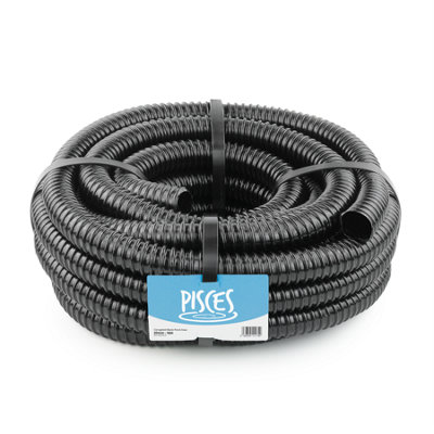 Pisces 10M Corrugated Black Pond Hose Flexible Anti Kink Flexi Pvc Pipe Ribbed Tubing For Pump Filter Sump Water Butt0.75" 20mm from B&Q