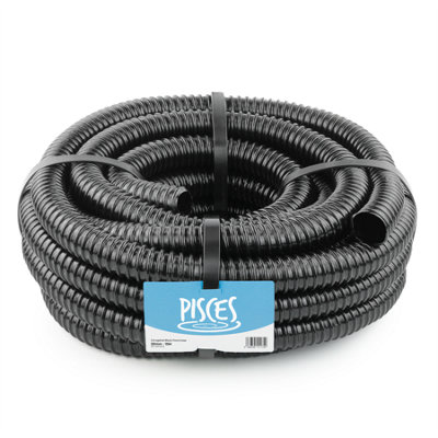 Pisces 15M Corrugated Black Pond Hose Flexible Anti Kink Flexi Pvc Pipe Ribbed Tubing For Pump Filter Sump Water Butt -0.75" 20mm from B&Q