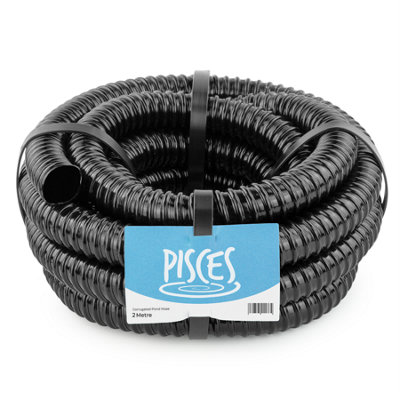 Pisces 2M Corrugated Black Pond Hose Flexible Anti Kink Flexi Pvc Pipe Ribbed Tubing For Pump Filter Sump Water Butt1.25" 32mm from B&Q