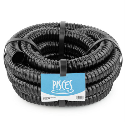 Pisces 5M Corrugated Black Pond Hose Flexible Anti Kink Flexi Pvc Pipe Ribbed Tubing For Pump Filter Sump Water Butt1.25" 32mm from B&Q