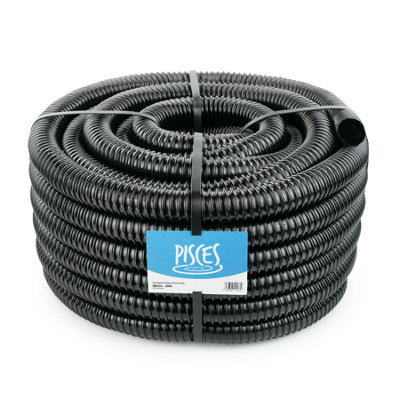 Pisces 30M Corrugated Black Pond Hose Flexible Anti Kink Flexi Pvc Pipe Ribbed Tubing For Pump Filter Sump Water Butt1.5" 38mm from B&Q