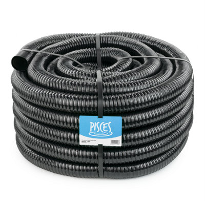 Pisces 30M Corrugated Black Pond Hose Flexible Anti-Kink Flexi Pvc Pipe Ribbed Tubing For Pump Filter Sump Water Butt2" 50mm from B&Q