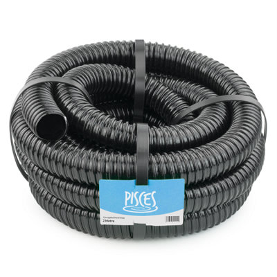 Pisces 2M Corrugated Black Pond Hose Flexible Anti Kink Flexi Pvc Pipe Ribbed Tubing For Pump Filter Sump Water Butt2" 50mm from B&Q