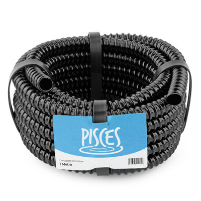 Pisces 1M Corrugated Black Pond Hose Flexible Anti Kink Flexi Pvc Pipe Ribbed Tubing For Pump Filter Sump Water Butt0.5" (12mm) from B&Q