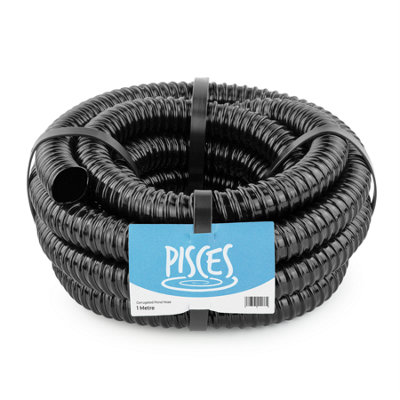 Pisces 1M Corrugated Black Pond Hose Flexible Anti Kink Flexi Pvc Pipe Ribbed Tubing For Pump Filter Sump Water Butt1" (25mm) from B&Q