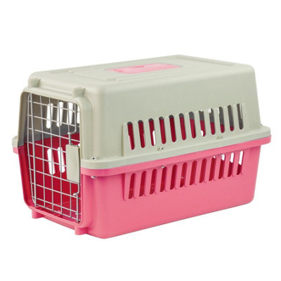 Kct Plastic Pet Dog Cat Cage Travel Crate Carrier PortableSmall Pink from B&Q
