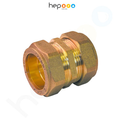 hep Online 42mm Brass Compression Coupler Wras & Bs Approved For Hot & Cold Water  (Pack Of 1) from B&Q