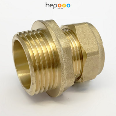 hep Online 22mm Compression By 1" Bsp Brass Male Iron Coupler Straight Adaptors 22mm X 1" Male (Pack Of 1) from B&Q